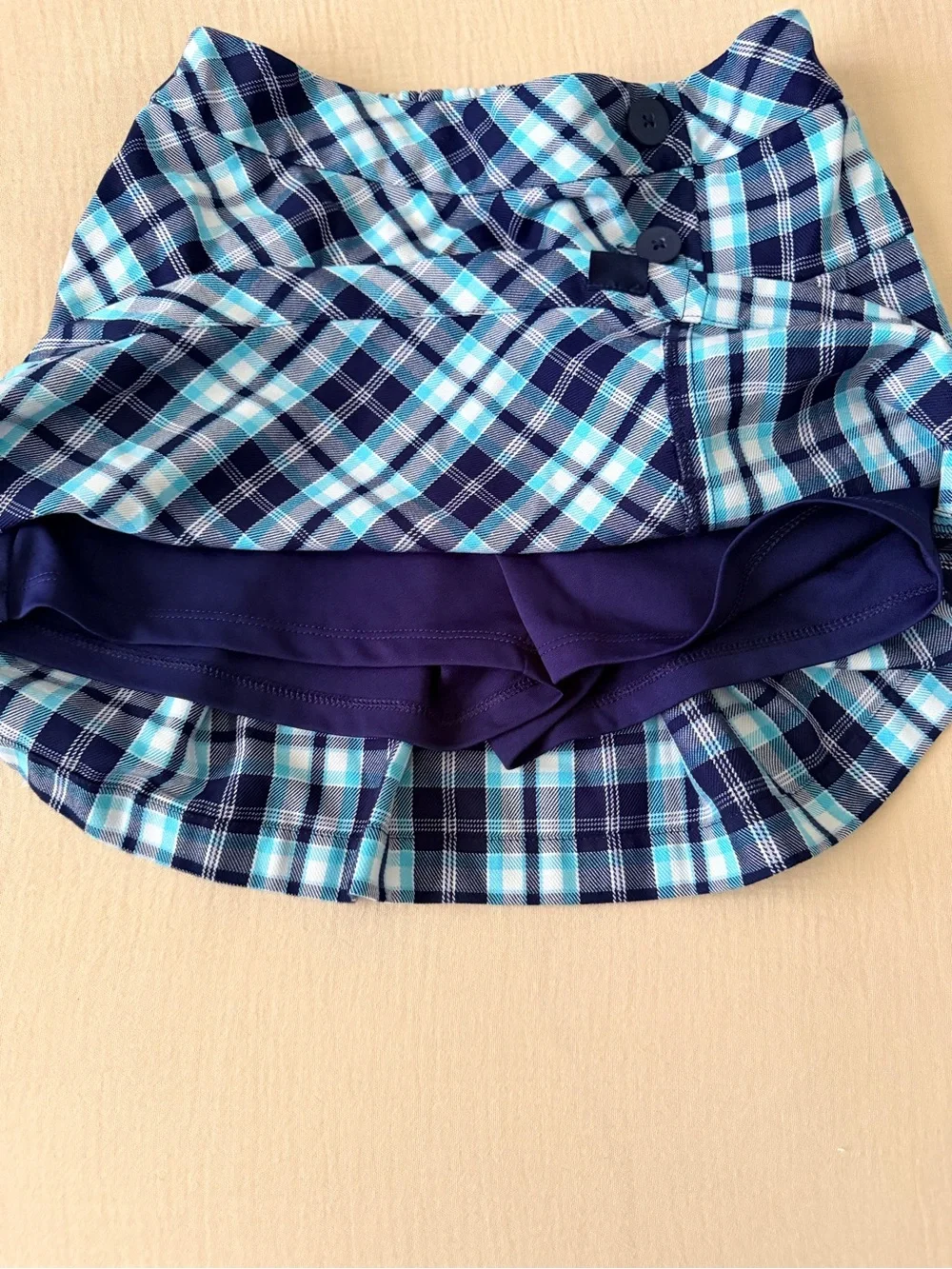 Justice Navy, Light Blue & Teal Plaid Skort
